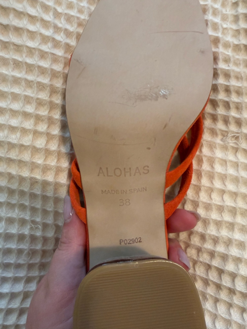ALOHAS Indiana Orange Strappy Square-Toe Slide Sandals - Picture 3 of 3